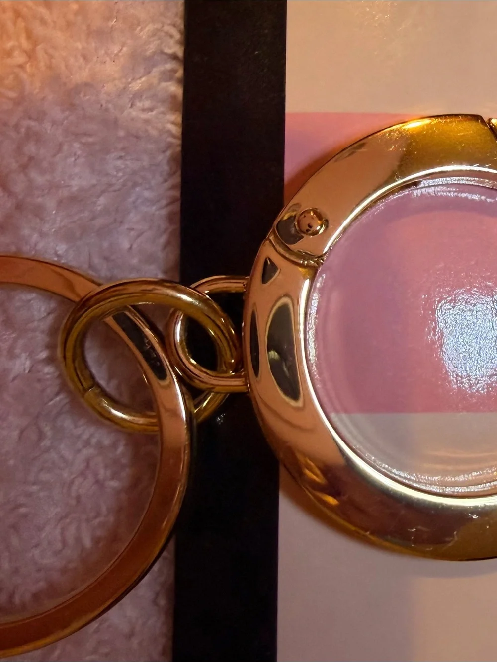 Victoria's Secret Gold Charm Keychain-Bag Charm With Bow & Snowflakes